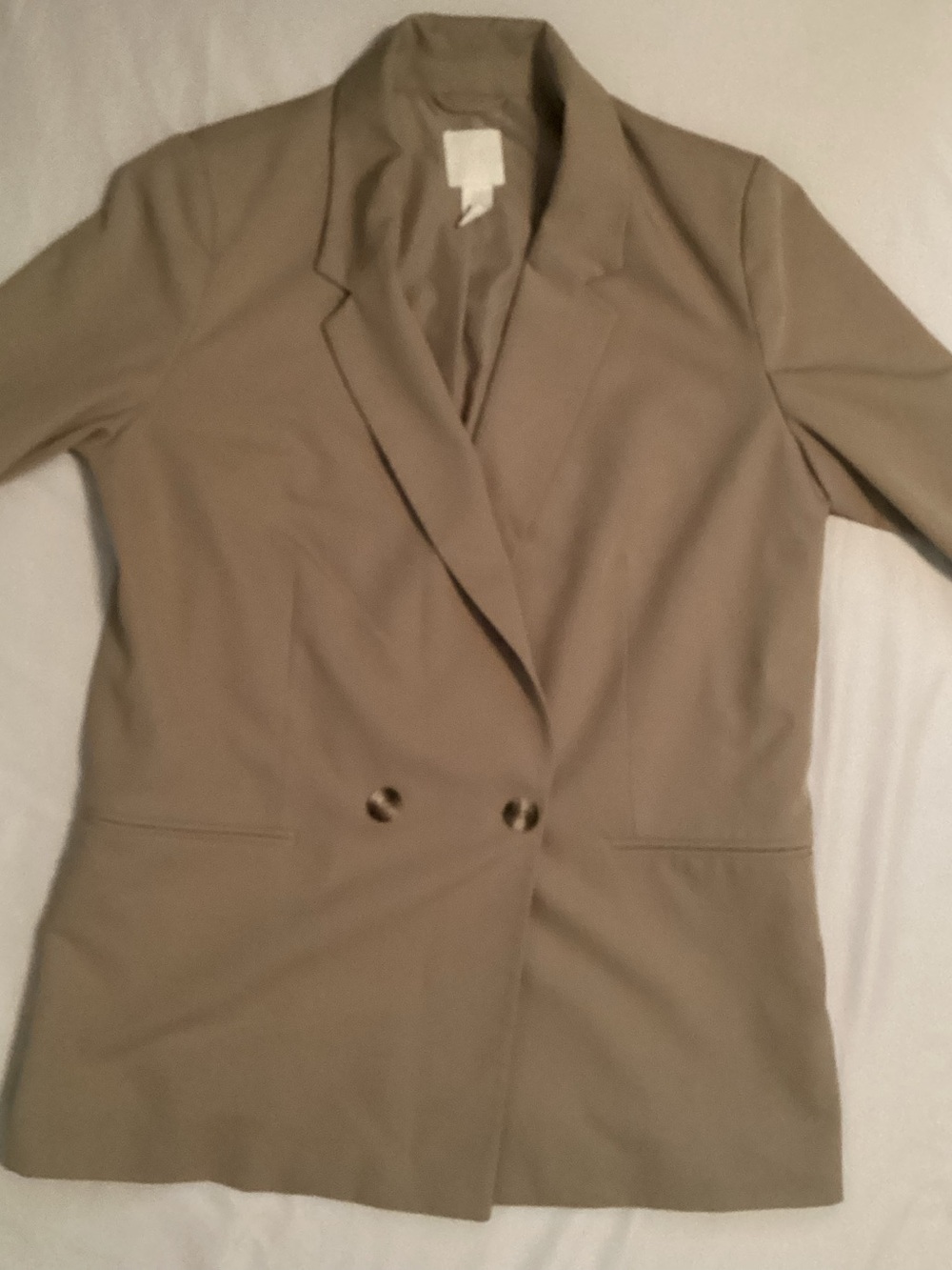 H&M Ladies Double Breasted Beige Long Sleeve Basic Blazer Jacket Size M